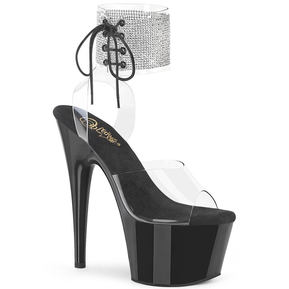 Pleaser - ADORE7912RS Sandale à bride à la cheville, Pole dance chaussures - Chaussures de pole dance - Couleur argent/Noir Product image